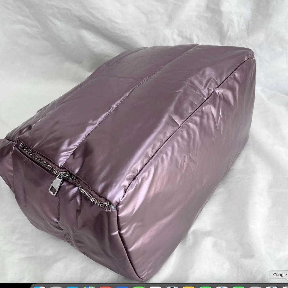 Puffer Tote Bag, Large Padded Bag, Purple Bag, Padded Bag, Winter Puffy Bag NEW - Picture 5 of 7